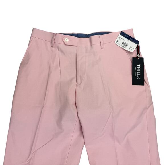 Tommy Hilfiger Mens TH Flex Modern Fit Stretch Chambray Suit Pants Pink 32x32 - Picture 2 of 6